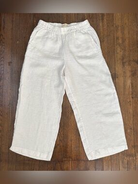 Cynthia Crowley 100% Linen Wide Leg Pull on Pants size M Coastal Resortwear
